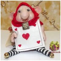 Кукла фарфоровая Montedragone Trugg di Cuori Червовый туз Серия Poker D'assi. Высота 10 см. Италия