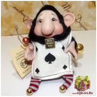 Кукла фарфоровая Montedragone Trugg Picche Пиковый туз Серия Poker D'assi. Высота 10 см. Италия