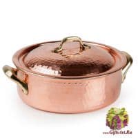 Кастрюля медная диаметр 18 см с крышкой. Посуда из меди Marque Deposee. Тунис