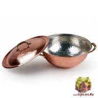 Супница медная большая с крышкой. Посуда из меди Marque Deposee. Тунис