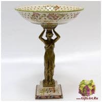 Чаша Греция. Фарфор и бронза. Ручная работа. Декор Изобилие. Высота 33 см
