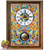 Часы настенные в стиле Cearco керамические с маятником в багете. Ручная роспись, эмали, золото. 49001 Размер 50 см.