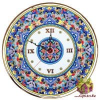 Часы настенные в стиле Cearco керамические. Ручная роспись, эмали, золото. 42104 Диаметр 40 см.