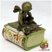 Шкатулка Письмо ангела. Фарфор и бронза. Коллекция Изобилие. Ручная работа. Длина 12 см