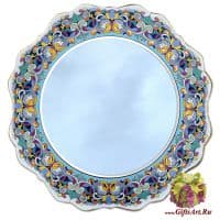 Зеркало керамическое в стиле Cearco. Ручная роспись, эмали, золото. 32057 Диаметр 75 см.