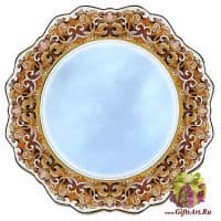 Зеркало керамическое в стиле Cearco. Ручная роспись, эмали, золото. 33057 Диаметр 75 см.