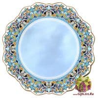 Зеркало керамическое в стиле Cearco. Ручная роспись, эмали, золото. 34057 Диаметр 75 см.