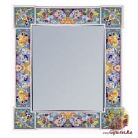Зеркало керамическое в стиле Cearco. Ручная роспись, эмали, золото. 35758 Высота 85 см.