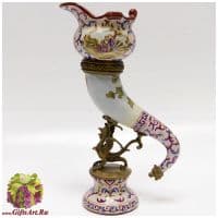Ваза Рог изобилия. Фарфор и бронза. Декор Виолет Ручная работа. Высота 33 см