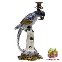 Попугай подсвечник левый. Фарфор и бронза. Ручная работа. Высота 40 см