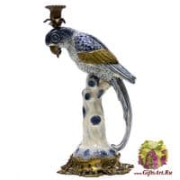 Попугай подсвечник правый. Фарфор и бронза. Ручная работа. Высота 40 см