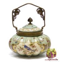 Конфетница вазочка. Фарфор и бронза. Декор Gartenpalais. Ручная работа. 20 см