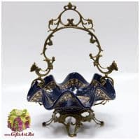 Ваза конфетница. Фарфор и бронза. Коллекция Бал цветов. Ручная работа. Высота 31 см