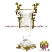 Ваза в антикварном стиле Ангелы. Стекло и бронза. Ручная работа. Высота 48 см