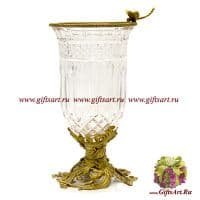 Ваза в антикварном стиле Стрекоза. Стекло и бронза. Ручная работа. Высота 33 см