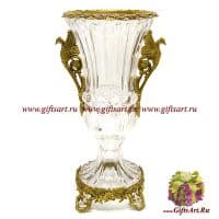 Ваза в антикварном стиле Рим. Стекло и бронза. Ручная работа. Высота 46 см