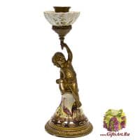 Подсвечник левый. Фарфор и бронза. Декор Птичий двор. Ручная работа. Высота 25 см