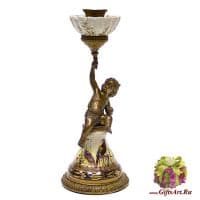 Подсвечник правый. Фарфор и бронза. Декор Птичий двор. Ручная работа. Высота 25 см