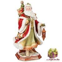 Дед мороз с фонарем и подарками. Фарфор. Высота 47 см