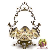 Ваза конфетница. Фарфор и бронза. Декор Парк Багатель. Ручная работа. Высота 31 см