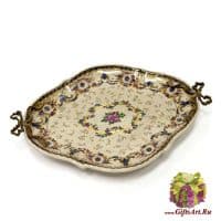 Блюдо. Фарфор и бронза. Декор Парк Багатель. Ручная работа. 46 см