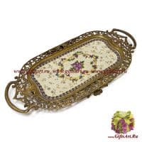 Блюдо с ручками. Фарфор и бронза. Декор Парк Багатель. Ручная работа. 48 см