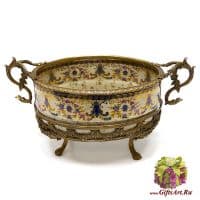 Ваза фруктовница с ручками. Фарфор и бронза. Декор Парк Багатель. Ручная работа. 40 см