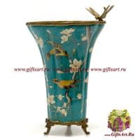 Ваза. Фарфор и бронза. Декор В саду магнолий. Ручная работа. 32 см