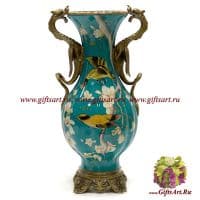 Ваза Драконы Авалона. Фарфор и бронза. Декор В саду магнолий. Ручная работа. 57 см