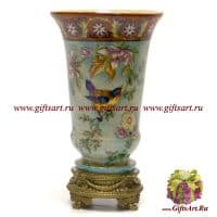 Ваза. Фарфор и бронза. Декор Солнечное утро. Ручная работа. Высота 25 см