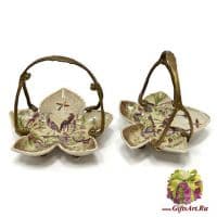 Ваза корзинка. Фарфор и бронза. Набор 2 шт. Ручная работа. Декор Птичий двор. 14 см
