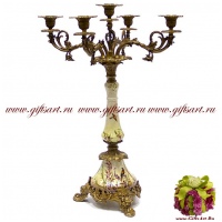 Подсвечник на 5 свечей. Фарфор и бронза. Декор Птичий двор. Ручная работа. 58 см