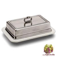 Маслёнка Convivio. Керамика и олово. Длина 18,5 см. Cosi Tabellini Италия