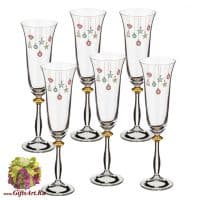 Бокалы для шампанского новогодние 6 штук. Богемское стекло. 190 мл. 574476 Bohemia Crystal. Чехия