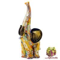 Слонёнок Муранское стекло. Миллефиоре с золотом. Италия. Высота 16 см