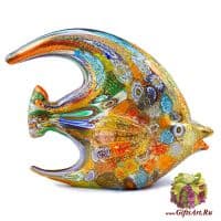 Морская рыбка Муранское стекло. Миллефиоре с золотом. Италия. Длина 12 см