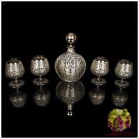 Набор для коньяка. Хрусталь. Платина. Дизайнер Майкл Кара. 5 предметов. Подарочная упаковка