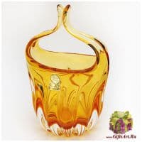 Ваза конфетница цветное стекло 23 см 671960401 Ручная работа Чехия