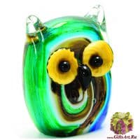 Филин Мечтатель. Стеклянная фигурка в стиле Мурано. Высота 12 см. Италия