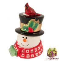Шкатулка Весёлый снеговик. Керамика. Высота 13 см