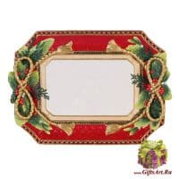 Блюдо большое Банты. Рождество. Новогодняя посуда. Керамика. Длина 42 см Fitz and Floyd