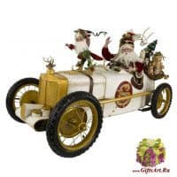 Большой коллекционный Санта Клаус на авто Race Car Santa. Лимитированная дизайнерская серия. 132 см. США