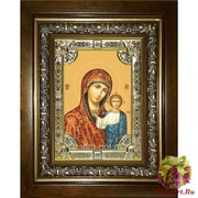 Икона освященная &quot;Казанская икона Божией Матери&quot;, 18x24 см, со стразами, в деревянном киоте 24x30 см, 24x30 см