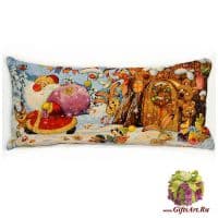 Наволочка гобеленовая новогодняя. Карнавал в лесу. Размер 65х35 см.