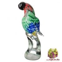 Попугай из Амазонии. Стеклянная фигурка в стиле Мурано. Высота 20 см.