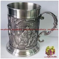 Кружка для пива оловянная Вечер дома, с друзьями, с любимой. Без крышки. 0,6 л. Австрия Artina