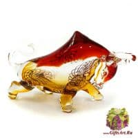 Бык. Стеклянная фигурка в стиле Мурано. Длина 29 см
