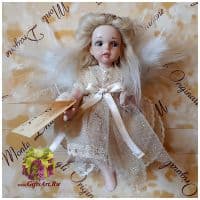 Итальянская фарфоровая кукла Ангел сидит Angelo Seduta Montedragone. 14 см. Ручная работа