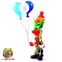 Клоун Маэстро Скрипка с шариками. Стеклянная фигурка Мурано Италия. 28 см