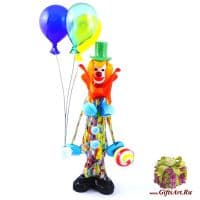 Клоун Сеньор Пломбир с шариками и мороженным. Стеклянная фигурка Мурано Италия. 28 см